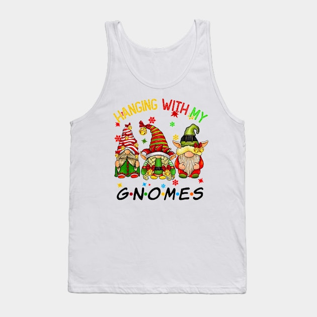 Funny Christmas Gnome Hanging With My Gnomies Family Pajamas Tank Top by JennyArtist